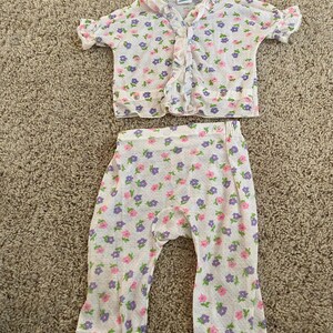 Pigiama vintage Carter's con volant floreali in pizzo per bambine, 2 pezzi, taglia 1 anno