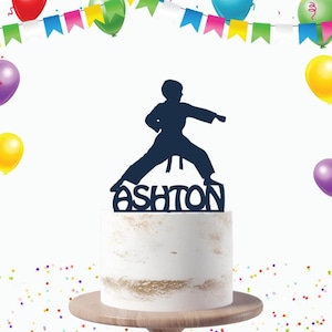 Cake Topper | Birthday | Teenager | Karate | Acrylic | Wooden
