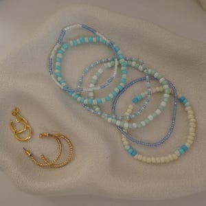 Seaside Bracelet Set, Summer Beachy Bracelets, Surf Bracelets, Beachy Jewelry, Summer Beaded Bracelet, Handmade Beachy Bracelet