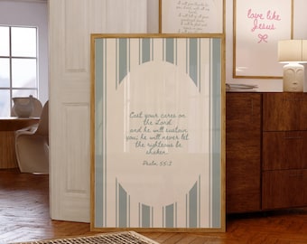 Psalm 55 Print, Faith Inspired Poster, Bible Verse Wall Art, Bible Art, Christian Faith, Jesus, Scripture Print