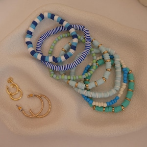Martha&#39;s Vineyard Bracelet Set, Summer Beachy Bracelets, Surf Bracelets, Beachy Jewelry, Summer Beaded Bracelet, Handmade Beachy Bracelet