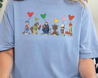 Disney Zootopia Characters Shirt, Comfort Colors, Nick Wilde Judy Hopps Shirt, Disney Family Trip Shirt, Zootopia Mickey Balloons Tee 194018