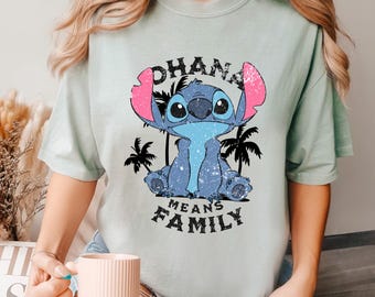 Disney Stitch Ohana Shirt, Comfort Colors,Ohana Means Family Stitch Shirt, Cute Stitch Portrait Tee, Disney Summer Stitch Summer Tee 193352