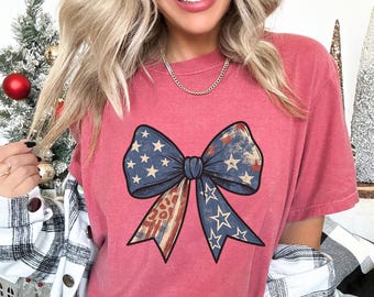 Coquette 4th of July Shirt, Comfort Colors, Coquette USA Flag Shirt, American Flag Shirt, 4th July Party Shirt, American Shirts 193227