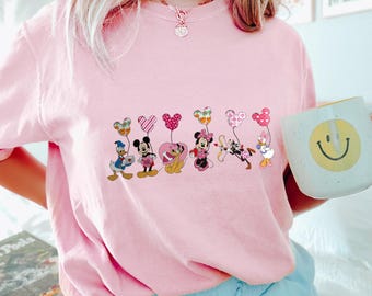 Disney Friends Valentine Shirt, Comfort Colors Shirt, Valentines Day Shirt, Disney Mickey Minnie Donald Daisy Pluto Goofy Shirt, 190740