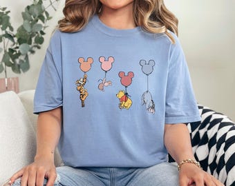 Winnie The Pooh and Friends Shirt, Comfort Colors, Winnie The Pooh Shirt,Pooh Balloons Shirt, Disney Pooh Shirt, Cute Pooh Bear Shirt 192856