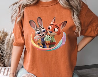 Disney Zootopia Shirt, Comfort Colors, Nick Wilde and Judy Hopps Shirt,Zootopia Ice Cream Disney Shirt,Welcome To Zootopia Disney Tee 193859