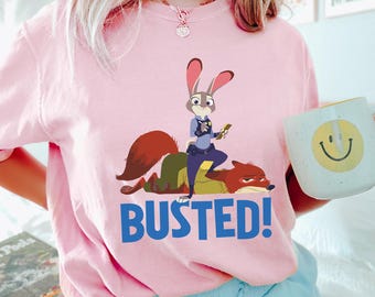 Disney Zootopia Busted Shirt, Comfort Colors, Nick Wilde Judy Hopps Shirt, Disney Family Trip Shirt, Zootopia Police Bunny Shirt 194022