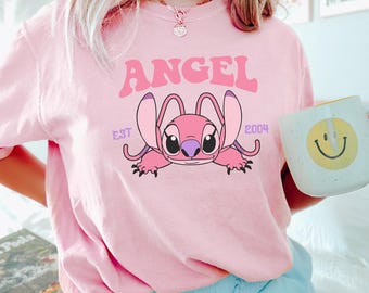 Cute Angel Shirt, Comfort Colors, Disney Angel Est 2004 Shirt, Floral Stich Angel Shirt, Disneyland Trip Shirts, Girly Disney Shirt 193917