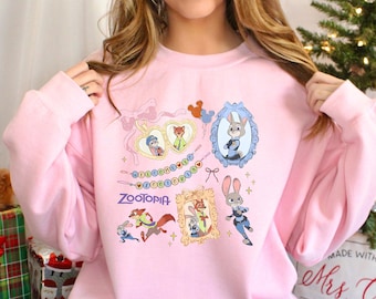 Coquette Watercolor Zootopia Sweatshirt, Judy Hopps Nick Wilde Hoodie, Welcome To Zootopia Disney Hoodie, Locket Zootopia Crewneck 193854