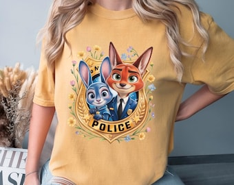 Zootopia Police Badge Shirt, Comfort Colors, Judy Hopps Shirt, Nick Wilde Shirt,Welcome To Zootopia Disney Shirt, Zootopia Police Tee 193856