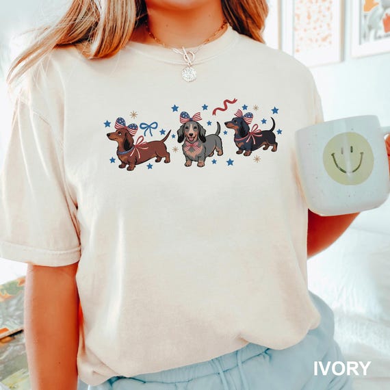 Dachshund 4th of July Shirt, Comfort Colors, Patriotic Dachshund Shirt, USA Dachshund Shirt,4th of July Dog Shirt, Cute Dachshund Tee 195457