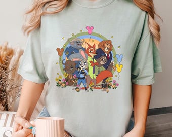 Disney Zootopia Characters Shirt, Comfort Colors, Nick Wilde Judy Hopps Shirt, Disney Family Trip Shirt, Zootopia Mickey Balloons Tee 193855