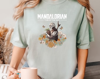 Vintage Floral Mandalorian Shirt, Comfort Colors,Star Wars Mandalorian This Is The Way Shirt, Disney Star Wars Tee, Star Wars Day Tee 191301
