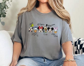 Retro Mickey and Friends Signatures Shirt, Comfort Colors, Disneyworld Shirt, Disney Vacation Shirt, Disney Family Trip Shirt 192895