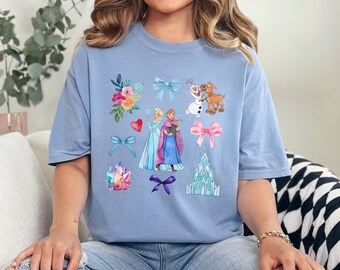 Elsa Anna Frozen Shirt, Comfort Colors, Princess Elsa Coquette Bow Shirt, Disney Girls Trip, Frozen Coquette Shirt, Olaf Frozen Shirt 193902