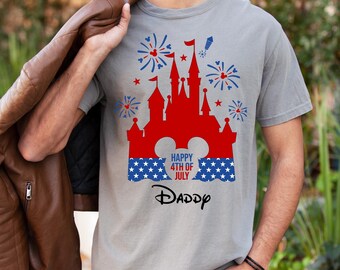 Custom Disney Castle 4Th Of July Shirt, Comfort Colors Disney Shirt, Disney Castle Shirt, Disney 4Th Of July Shirt, 191432