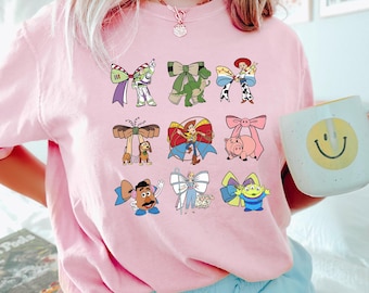 Coquette Toy Story Shirt, Comfort Colors, Coquette Bow Shirt, Disney Toy Story Shirt, Disney Friends Woody Buzz Jessie Hamm T-Rex Tee 194136