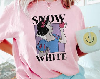 Camiseta vintage de Blancanieves, Camiseta Comfort Colors, Camiseta Just One Bite, Camiseta con retrato de la princesa Blancanieves, Camiseta de princesa Disney 192485