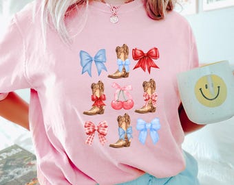 Coquette Cowboy Shirt, Comfort Colors, Western Cowgirl Shirt, Country Girl Shirt, Cowboy Boots Shirt, Cowgirl Shirt, Bow Shirt 193308