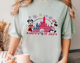 Mickey Minnie Disney Castle 4th Of July Shirt, Comfort Colors, Disney 4th of July Tee, Magic Kingdom Patriotic Shirt, Disney Shirt 192979