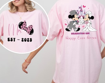 Disney Mrs And Mr Shirt, Comfort Colors Shirt, Mickey Minnie Matching Couple Happy Ever After Tee, Disney Wedding Just Married Shirt 193526