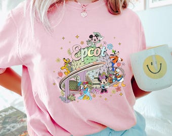 Retro Mickey & Friends Epcot Shirt, Comfort Colors, Figment Epcot Shirt, Mickey Mouse Tee, Disney Shirts, Disney Family Trip Shirt 192888