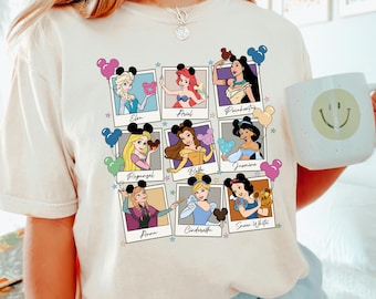 Disney Princesses, Disney Princesses Shirt, Comfort Colors, Cinderella Belle Ariel Anna Elsa Moana Merida Tiana Snow White Shirts, 192296