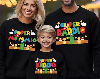 Custom Super Mario Sweatshirt,Custom Super Mario Party Sweatshirt,Super Mommy Daddy Sweatshirt,Super Mario Family Matching Sweatshirt 191386