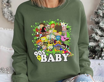 90s Baby Cartoon Sweatshirt, Nostalgia Graphic Sweatshirt, Vintage Cartoons Hoodie, 90s Nickelodeon Hoodie, retro Nicktoons Crewneck 194316
