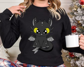 Sudadera de Dragón Desdentado, Sudadera de Desdentado y Furia Luminosa, Sudadera con capucha de Cómo Entrenar a tu Dragón, Cuello Redondo Universal a Juego 193457