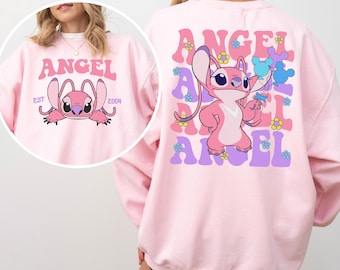 Disney Angel Est 2004 Sweatshirt, Cute Angel Sweatshirt, Floral Stich Angel Hoodie, Disneyland Trip Hoodie, Girly Disney Crewneck 193915