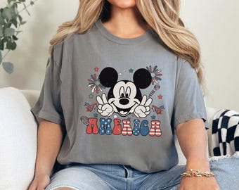 Vintage Mickey America Shirt, Comfort Colors, Disney 4th Of July Shirt, Independence Day Tee, Disney Patriotic Shirt, Mickey USA Tee 192958