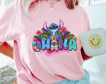 Disney Lilo and Stitch Ohana Summer Time Shirt, Comfort Colors, Cute Stitch Portrait Tee, Disney Summer Shirt, Stitch Summer Tee 193318