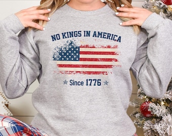 Sudadera «No Kings In USA», Sudadera «Rechazando a los reyes desde 1776», Sudadera con capucha «Democracia», Sudadera con capucha «No Kings In America», Sudadera política 193353