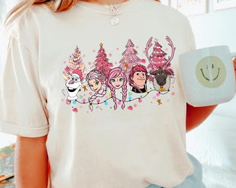 Elsa And Friends Head Christmas Shirt,Retro Frozen Christmas Shirt,Comfort Colors,Elsa Anna Olaf Christmas Shirt,Frozen Xmas Girls Tee 1901