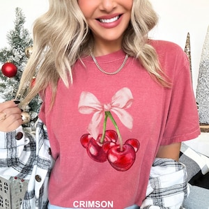 Cherry Shirt, Comfort Colors, Valentines Day Cherry Shirt, Disney Coquette Baby Tee, Valentines Day Gifts, Gift For Woman 192857