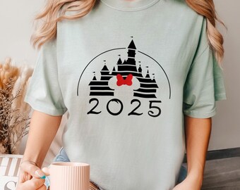 Mickey and  Minnie Disney Castle 2025 Shirt, Comfort Colors Disney Shirt, Disney Family Shirt, Disney Vacation tee, Disney Trip Tee 192514
