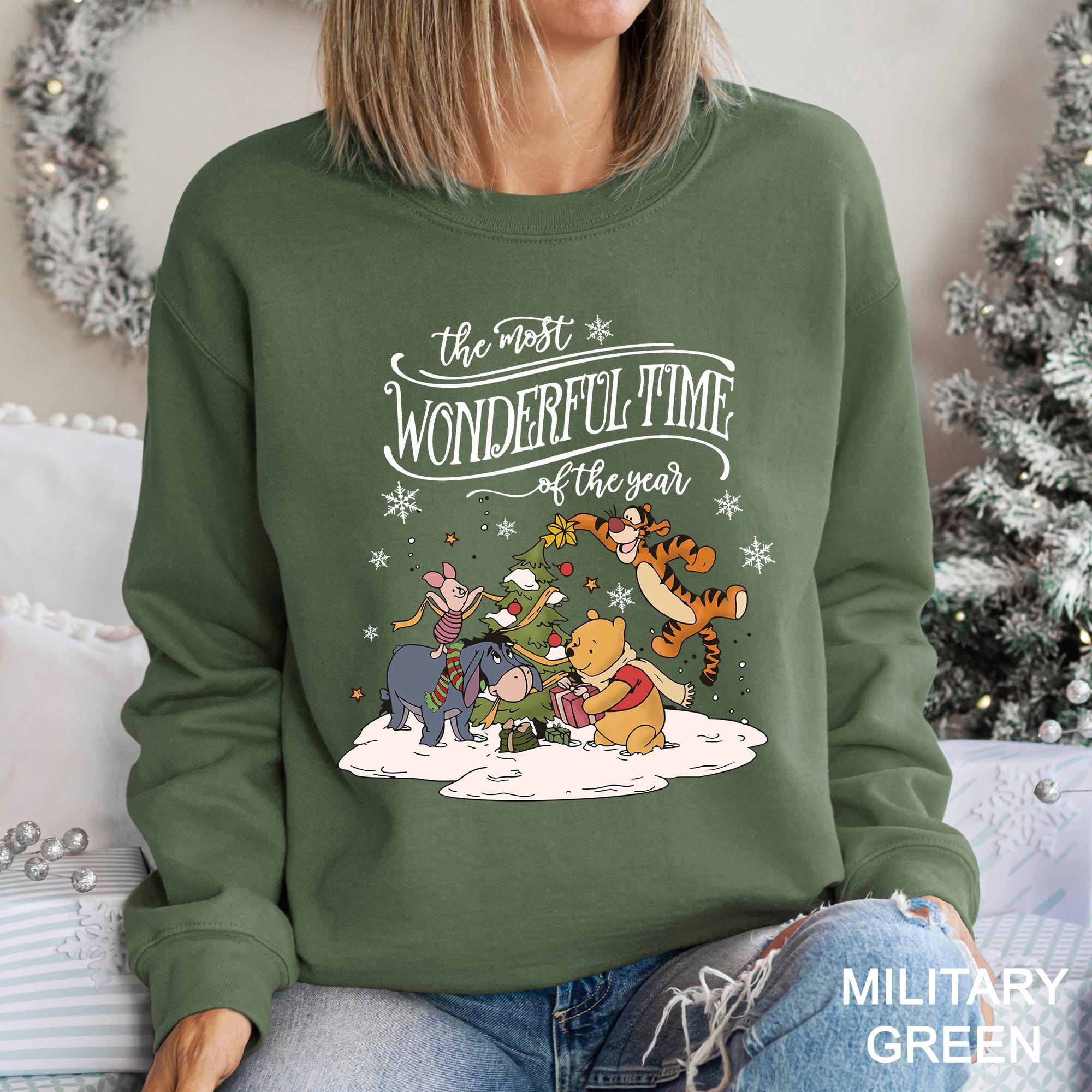 Winnie The Pooh Christmas Sweatshirt, The Most Wonderful Time Pooh Sweatshirt, Christmas Family Sweatshirt, Pooh & Friends Sweatshirt 192035