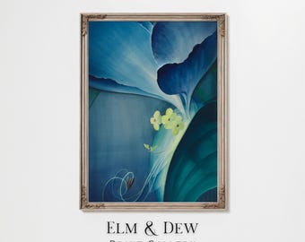 Modern Blue Floral Print, Abstract Flower Wall Art, Botanical Painting, Minimalist Decor, Soft Blue Artwork, Printable Digital Download
