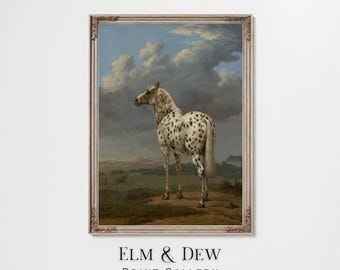 Vintage Appaloosa Horse Print, Elegant Equestrian Portrait Painting, Classic Ranch Wall Art, Rustic Interior, Printable Digital Download