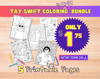 Página para colorear de Swift (MINI PAQUETE) - Páginas para colorear de Swift - Páginas para colorear para niños - Swift imprimible - Eras imprimibles - Libro para colorear de Taylor
