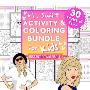 Tay Swift Kids Activities - Tay Swift Kids Coloring Pages - Kids Party Games - Tay Swift Party - Eras Tour Party - Swift Party - Birthday