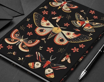 Vintage Moth Hardcover Journal | Gothic Nature Notebook for Notes and Creative Writing