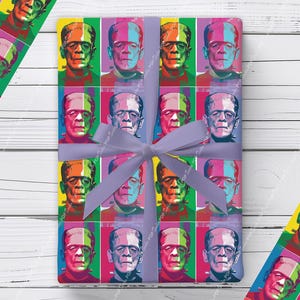 Frankenstein Wrapping Paper | Classic Monster Gift Wrap | Pop Art Design | Retro Horror Fan Paper