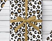 Black White Gold Leopard Print Wrapping Paper, Cheetah Gift Wrapping, Fun Animal Gift Wrap, Bachelorette Gift, Mom Birthday Gift, Punk Rock