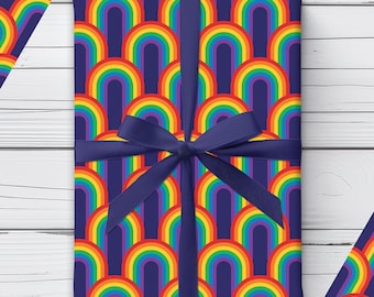 Pride Rainbow Wrapping Paper | LGBTQ Gift Wrap Roll | LGBT Party Supplies | Gay Birthday Wrap