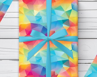 Kaleidoscope Wrapping Paper, LGBTQ+ Pride Rainbow Gift Wrap, All Occasion Gift Wrapping, Colorful Wrapping for Birthday, Kids Party, Fun