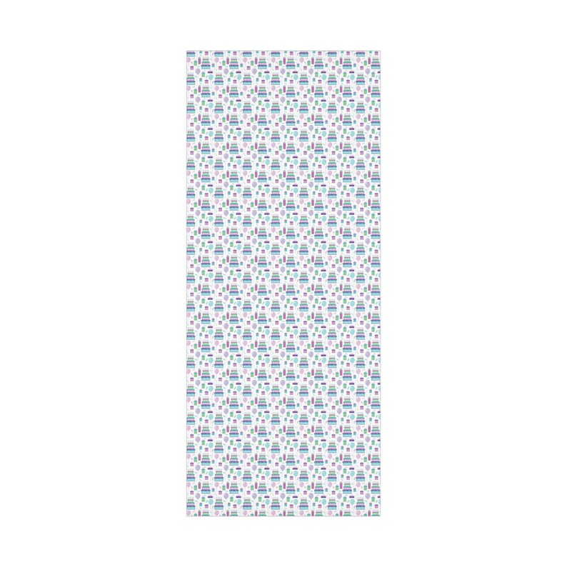 May include: A seamless pattern featuring a repeating design of stacked colorful squares with a white background.