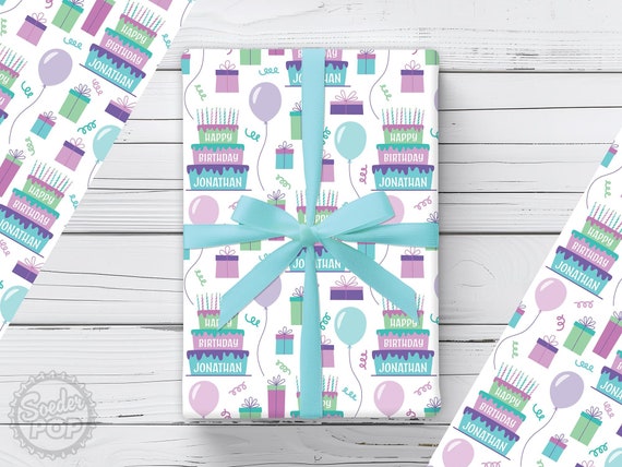Personalized Birthday Wrapping Paper, Birthday Name Gift Wrap, Happy Birthday Gift Wrapping, Custom Name Paper, Personalized Gift, Customize